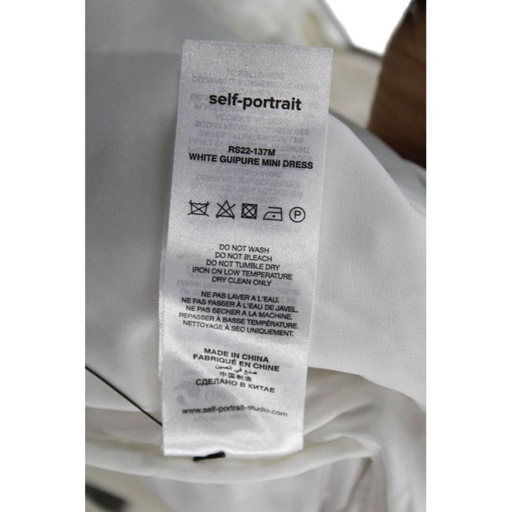 Self-Portrait Womens Mini White Square Neck Short Sleeve Dress Size 6 - Picture 6 of 7